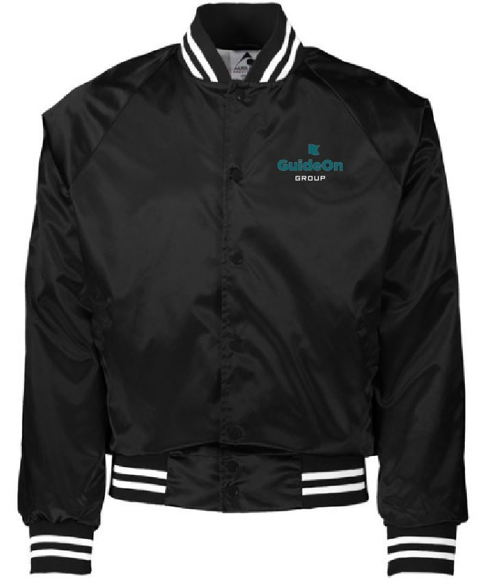 GuideOn - Augusta Sportswear Unisex Striped Trim Satin Baseball Jacket