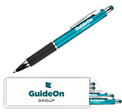 GuideOn Metallic Stylus Pens w/ Black Gripper (10 pack)